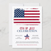 アメリカ国旗 7月4日 パトリオティック BBQ パーティー 招待状 (正面)