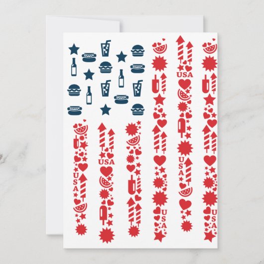 アメリカ国旗 7月4日 ピクニック 招待状 (正面)