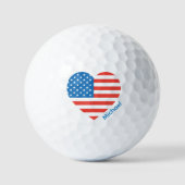 アメリカ国旗 7月4日 モノグラム 名前入り ゴルフボール (正面)