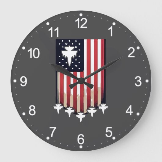 アメリカ国旗 7月4日 - 65079 ラージ壁時計 (正面)