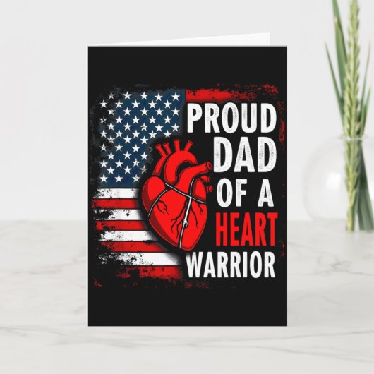 アメリカ国旗 CHD Awareness ハートの戦士の誇り高いパパ カード (正面)