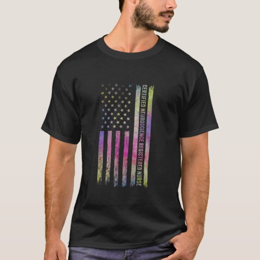 アメリカ国旗 CNRN認定神経科学認定看護師 Tシャツ (正面)