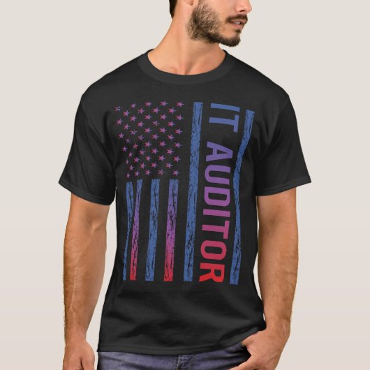 アメリカ国旗 IT監査役 Tシャツ (正面)