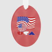アメリカ国旗 USA サッカー ボール 赤い背景 オーナメント (正面)