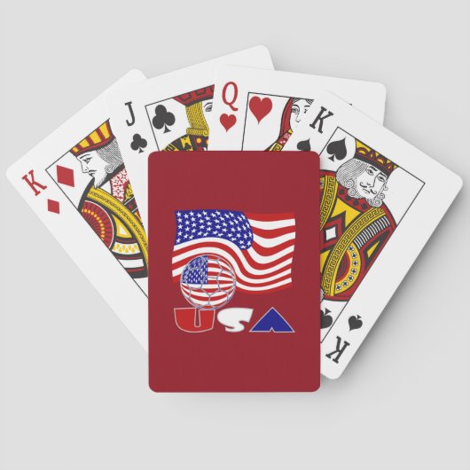 アメリカ国旗 USA サッカー ボール 赤い背景 トランプ (裏面)