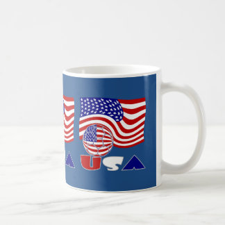 アメリカ国旗 USA サッカー ボール 青い背景 コーヒーマグカップ