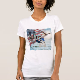 アメリカ国旗 USA 歴史的ランドマーク 女性用 Tシャツ