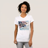 アメリカ国旗 USA 歴史的ランドマーク 女性用 Tシャツ (正面フル)