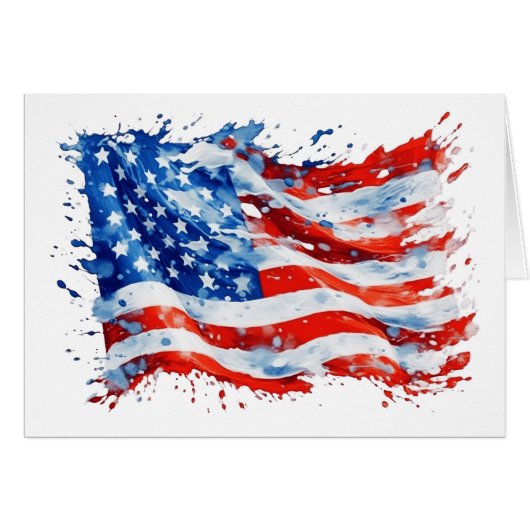 アメリカ国旗 USA 水彩 7月4日 (正面横)