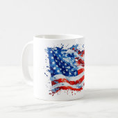 アメリカ国旗 USA 水彩 7月4日 コーヒーマグカップ (正面左)