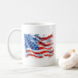 アメリカ国旗 USA 水彩 7月4日 コーヒーマグカップ