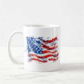 アメリカ国旗 USA 水彩 7月4日 コーヒーマグカップ (左)