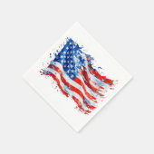 アメリカ国旗 USA 水彩 7月4日 スタンダードカクテルナプキン (角)