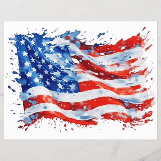 アメリカ国旗 USA 水彩 7月4日 チラシ (正面)