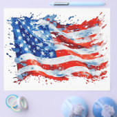 アメリカ国旗 USA 水彩 7月4日 チラシ (シングル)