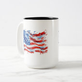 アメリカ国旗 USA 水彩 7月4日 ツートーンマグカップ (正面左)