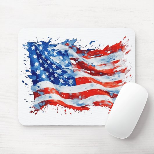 アメリカ国旗 USA 水彩 7月4日 マウスパッド (マウス)