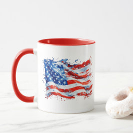 アメリカ国旗 USA 水彩 7月4日 マグカップ