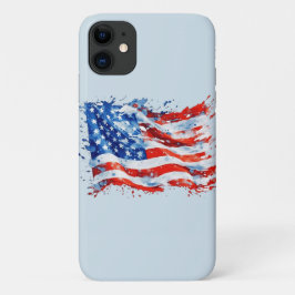 アメリカ国旗 USA 水彩 7月4日 iPhone 11 ケース