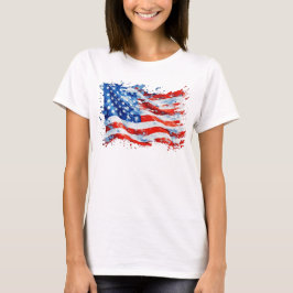 アメリカ国旗 USA 水彩 7月4日 Tシャツ