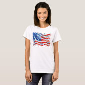 アメリカ国旗 USA 水彩 7月4日 Tシャツ (正面フル)