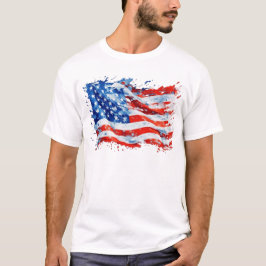 アメリカ国旗 USA 水彩 7月4日 Tシャツ