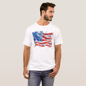アメリカ国旗 USA 水彩 7月4日 Tシャツ (正面フル)