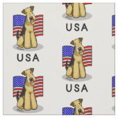 アメリカ国旗Airedale Terrier Dog – かわいい ファブリック (クローズアップ)