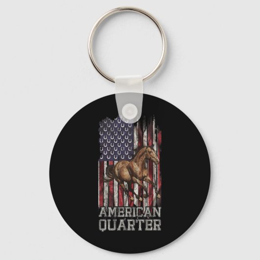 アメリカ国旗American Quarter馬好き1 キーホルダー (正面)