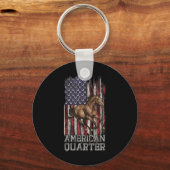 アメリカ国旗American Quarter馬好き1 キーホルダー (正面)