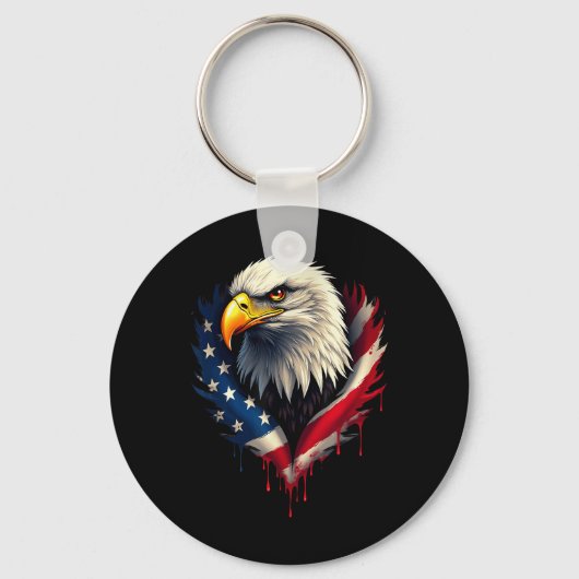 アメリカ国旗Bald Eagleの独立記念日_3 キーホルダー (正面)