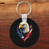 アメリカ国旗Bald Eagleの独立記念日_3 キーホルダー (正面)
