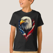 アメリカ国旗Bald Eagleの独立記念日_3 Tシャツ (正面)