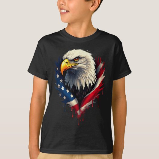 アメリカ国旗Bald Eagleの独立記念日_3 Tシャツ (正面)