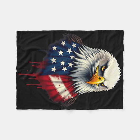 アメリカ国旗Bald Eagleの独立記念日_4 フリースブランケット (正面(横))