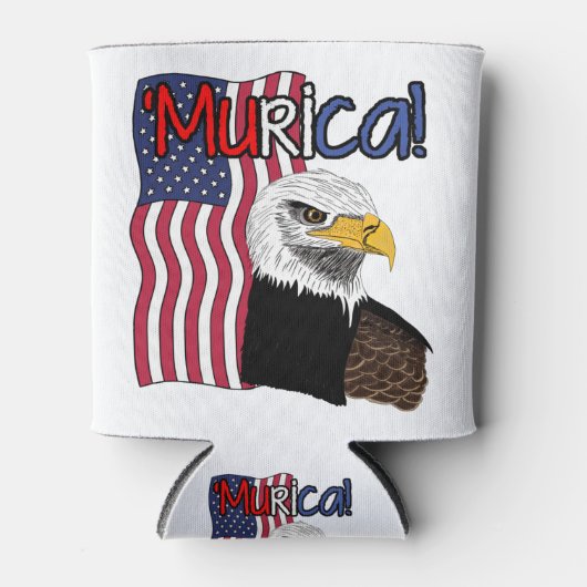 アメリカ国旗Bald Eagle: 'Murica!おもしろい 缶クーラー (正面)