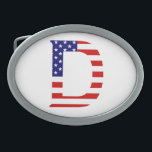 アメリカ国旗bbcntにオーバーレイされたDモノグラム 卵形バックル<br><div class="desc">Dモノグラムはアメリカ国旗のベルトバックルデザインにオーバーレイ©トロッケットと物事2017 - AHPデザイン。All Rights Reserved.080517</div>