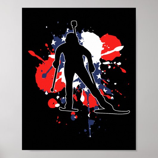 アメリカ国旗Biathlonist – アメリカバイアスロン ポスター (正面)