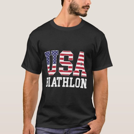 アメリカ国旗Biathlonist – アメリカ合衆国バイアスロンW Tシャツ (正面)