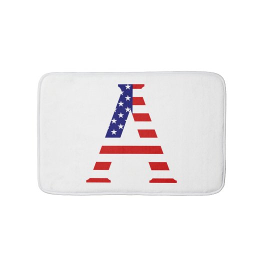 アメリカ国旗bmcntにオーバーレイされたモノグラム バスマット (正面)