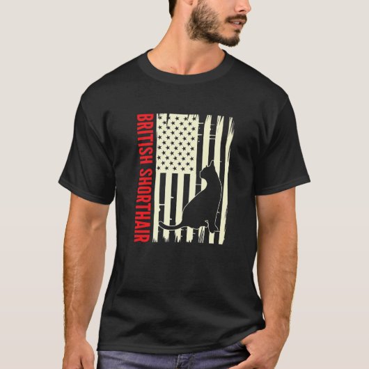 アメリカ国旗British Shorthair Cat Kitten Cat Tシャツ (正面)