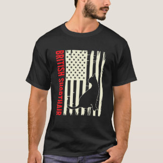 アメリカ国旗British Shorthair Cat Kitten Cat Tシャツ