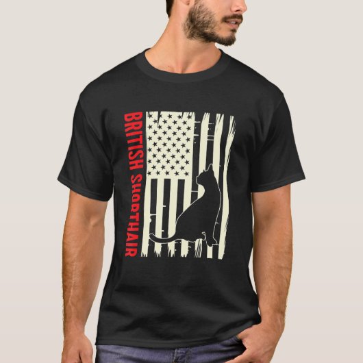 アメリカ国旗British Shorthair Cat Kitten Cat Tシャツ (正面)