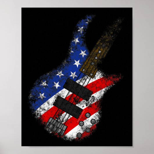 アメリカ国旗Byss Guitar Usaインディペンデンスデイ4th ポスター (正面)