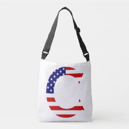 アメリカ国旗cbbcntにCモノグラムをオーバーレイ クロスボディバッグ