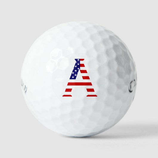 アメリカ国旗css gbcntにオーバーレイされたモノグラム ゴルフボール (正面)