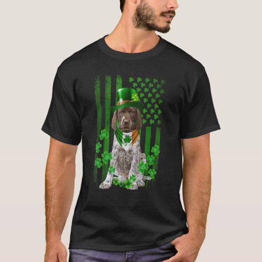 アメリカ国旗GermanShorthaired Pointer Dog Hat Ir Tシャツ (正面)