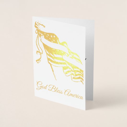 アメリカ国旗God Bless AmericaまたはYour Text 箔カード (正面)