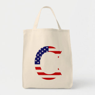 アメリカ国旗gtcntに上書きCモノグラム トートバッグ