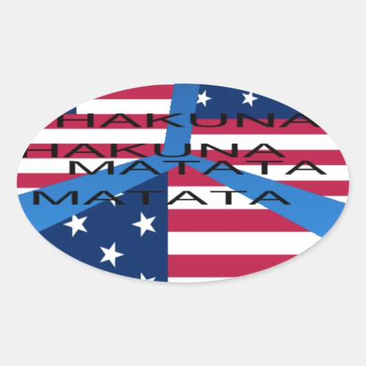 アメリカ国旗Hakuna Matata：愛国的デザイン 楕円形シール (正面)